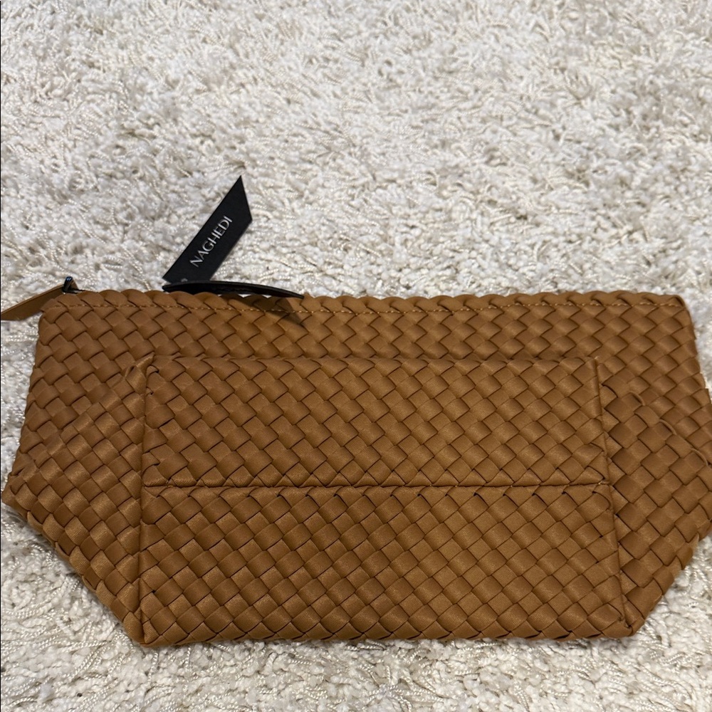 NWT Naghedi Portofino Tan Woven Cosmetic Bag - Picture 7 of 7